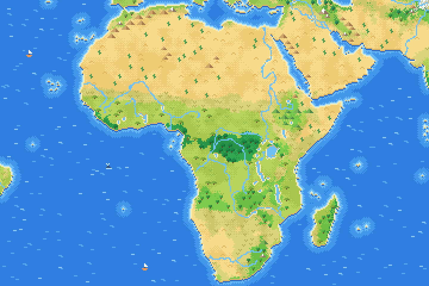 Pixel-art map of Africa.
